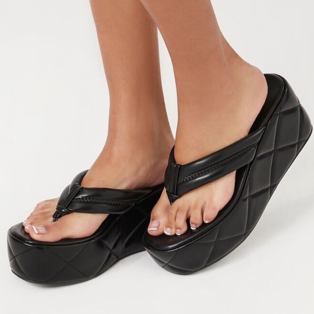 Faux Leather Quilted Wedge - Size 8.5 Women